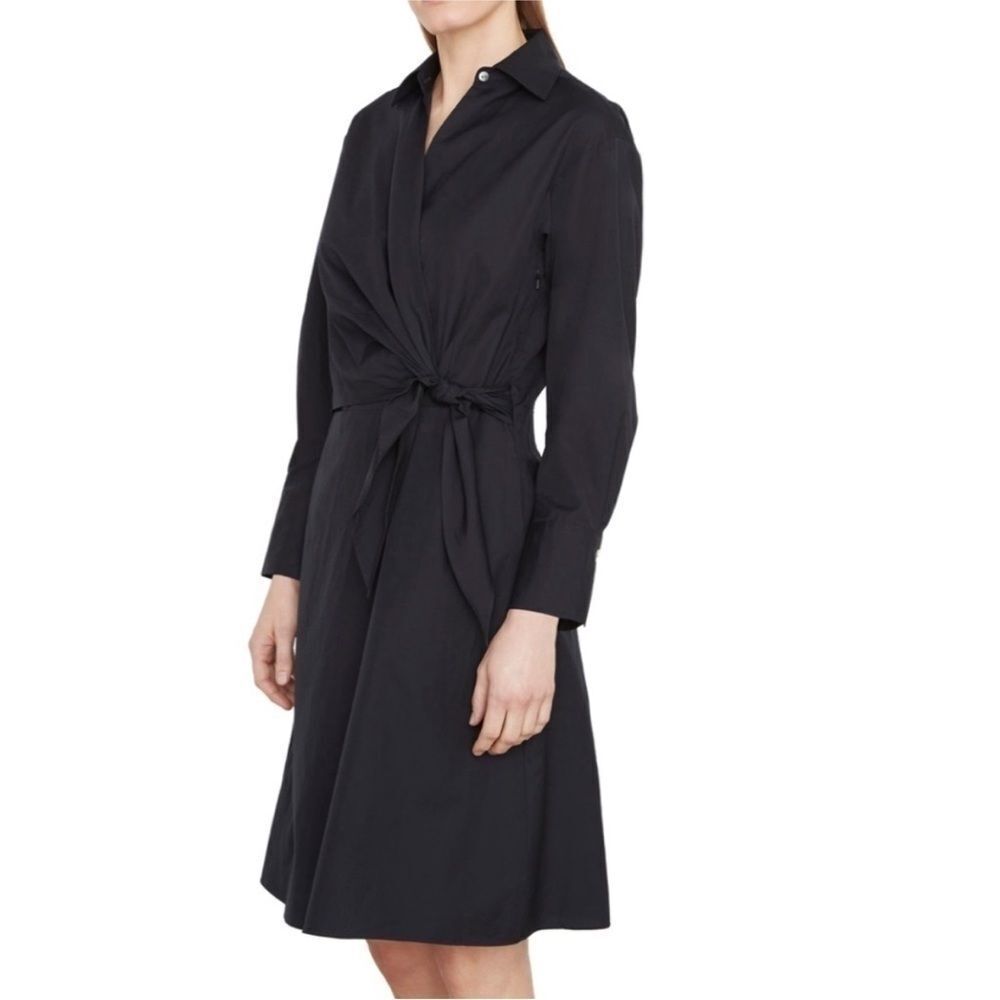 NWT Vince Wrap Tie-Waist Shirtdress in Black Size Small $425